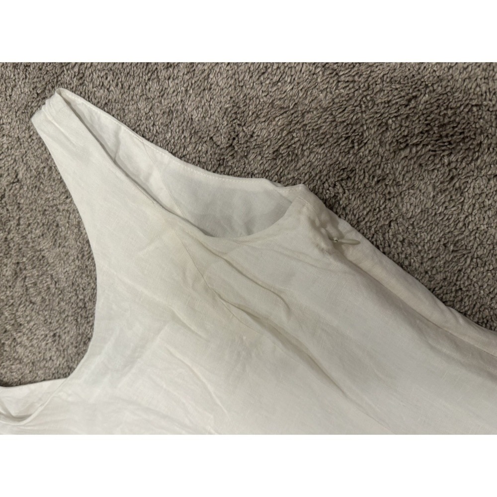 Sundance Sleeveless 100% Linen Embroidered Dress Womens 10 Ivory - Picture 6 of 7